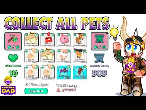 Strategy for hunting Metallic and Giants in Collect All Pets Lab Build